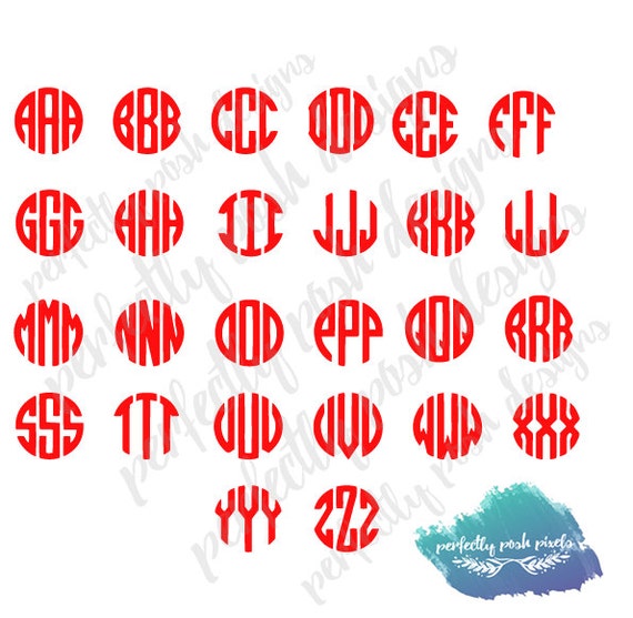 Download Circle Block Monogram SVG files Curly by PerfectlyPoshPixels