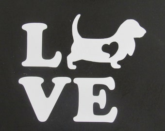 Basset Hound Vinyl Decal, Car Decal, Window Decal, Bassett Hound Decal, Basset Hound Love, Basset Hound Sticker,Phone Decal, Laptop Decal