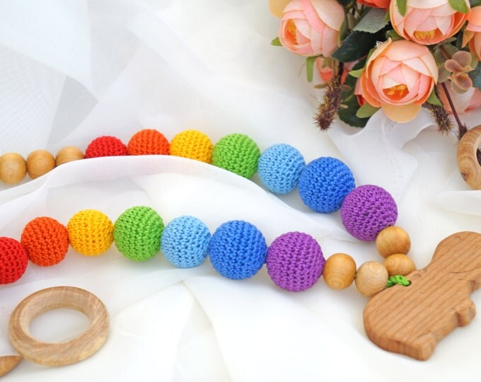 Nursing necklace / Teething necklace / Breastfeeding necklace with a pendant - Rainbow