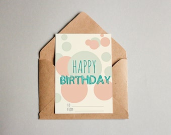 PDF PRINTABLE card happy birthday. Size A5 (148x210mm)