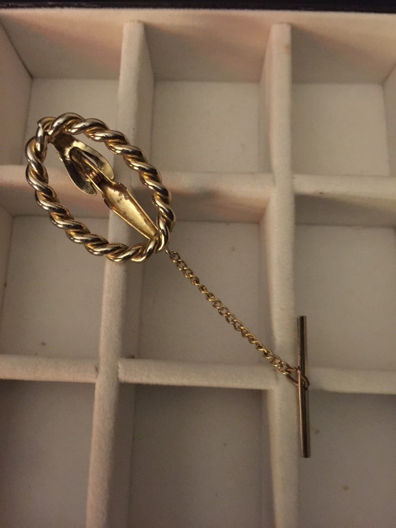 Vintage Swank Gold tone Tie clip with chain