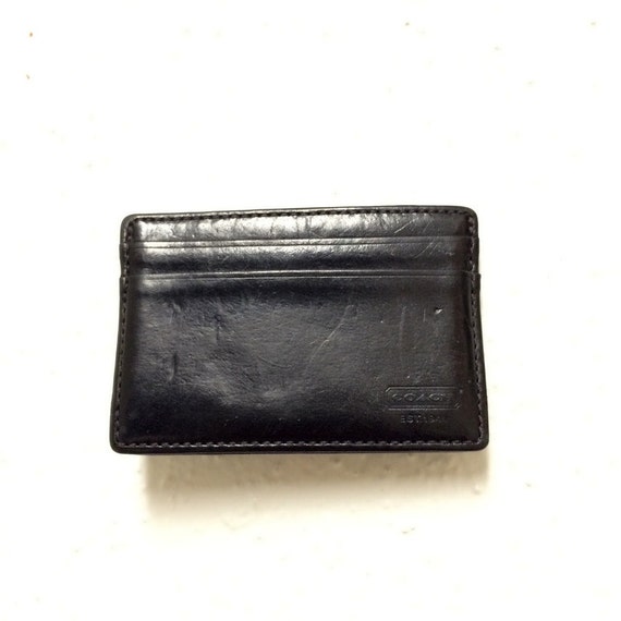 Vintage Coach Black Slim Credit Card Card ID Holder by oldtanery