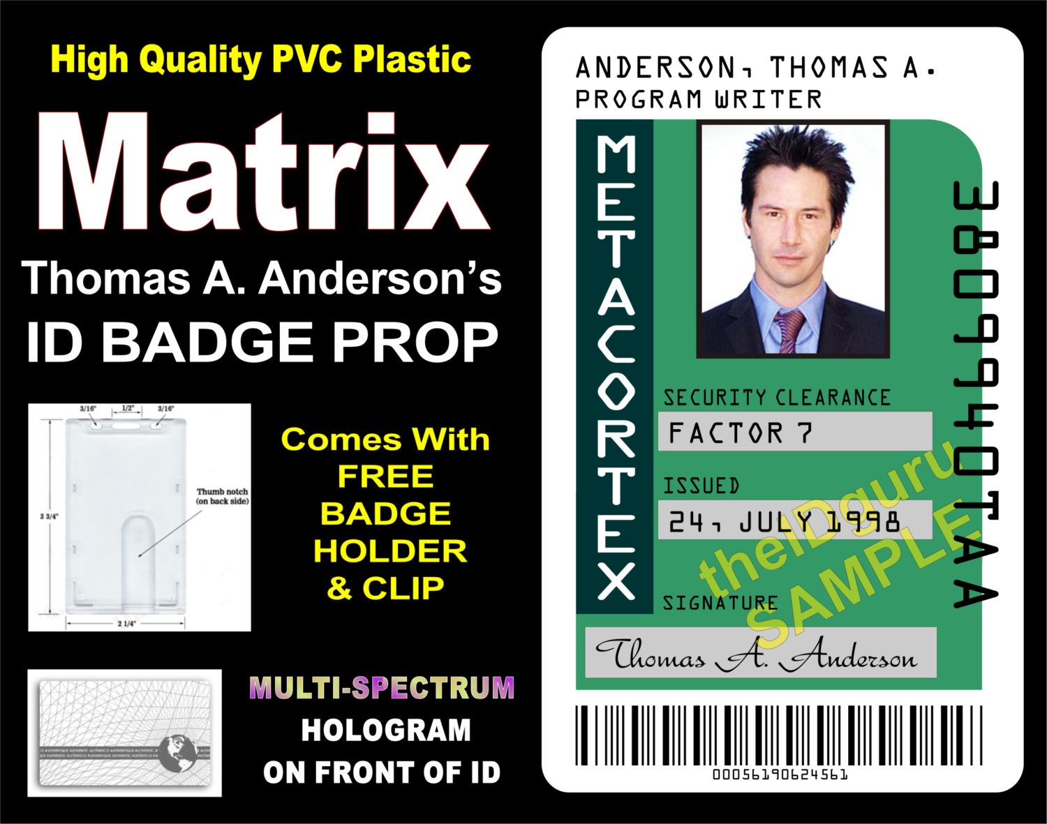 The Matrix ID Card Prop Thomas Anderson's Metacortex