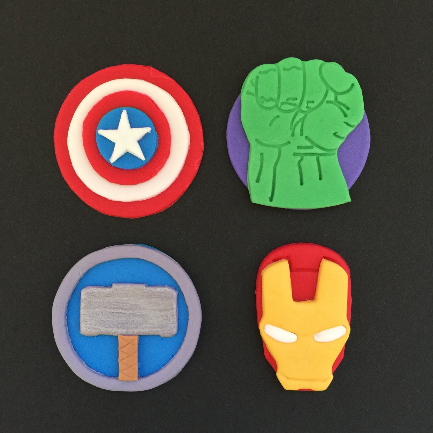 12 Avengers Superhero Cupcake ToppersFondant