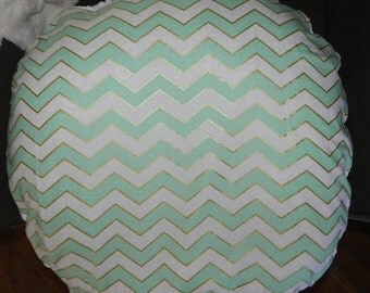 Metalic Aqua Chevron Boppy Lounger Cotton/Minky White Boppy Lounger Cover