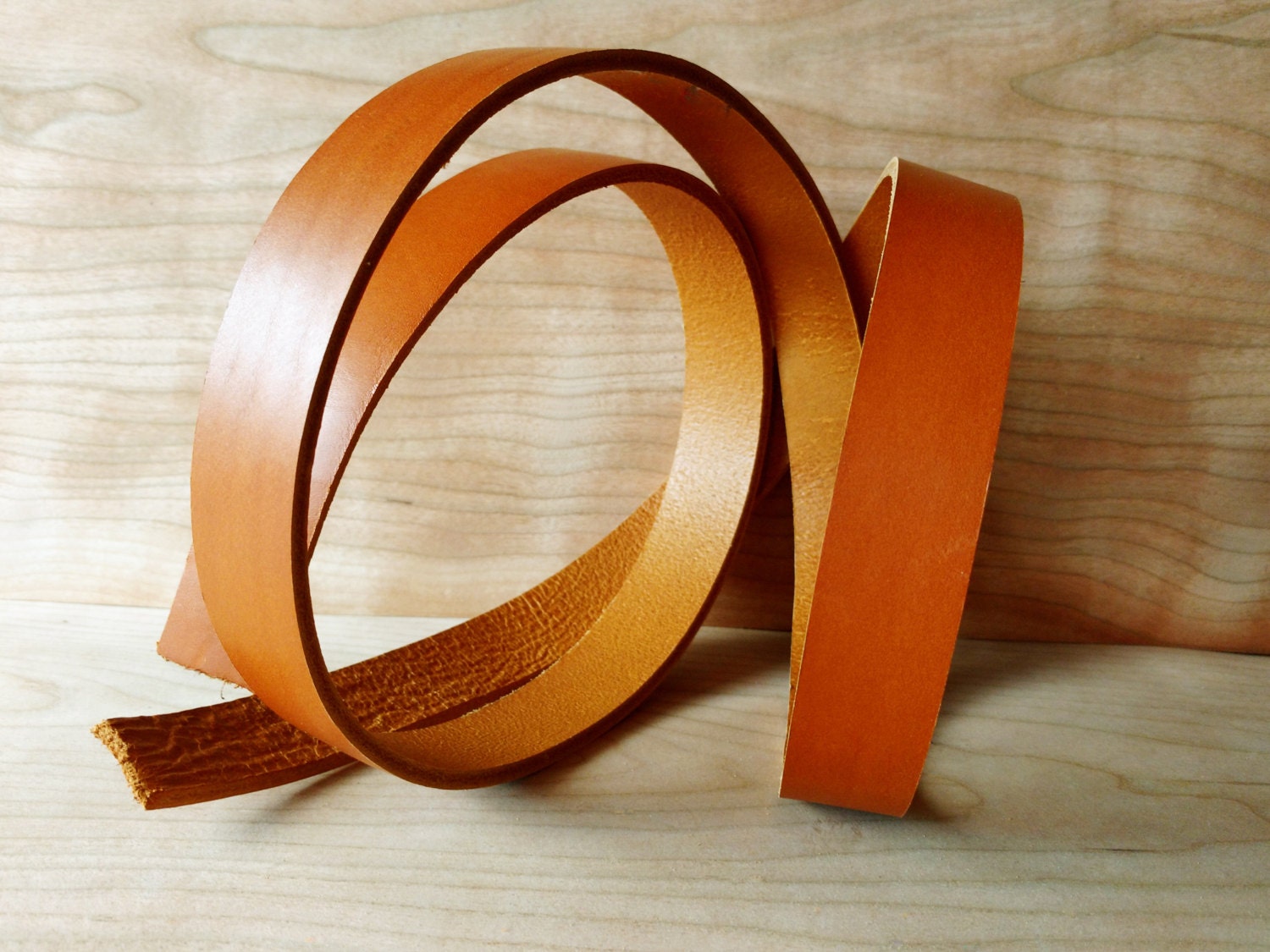 60" Saddle Tan 4mm / 10oz Veg Tanned Leather Straps, Genuine Italian