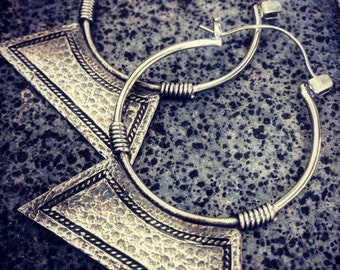 Large Kalani Hoop Earrings- White Brass Earrings- African Tribal Jewlery- Boho Earrings- Nakila Collective
