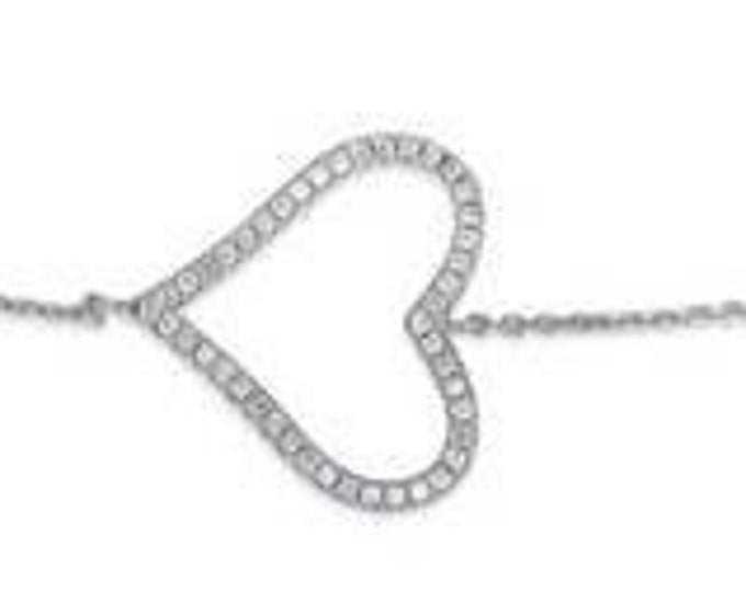 Heart Bracelet Silver Bracelet CZ Bracelet Cubic Zirconia Sterling Silver Heart Bridesmaid Gift Love Bracelet Gift For Her Dainty Bracelet
