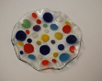 Art Glass Plate with Polka Dot design