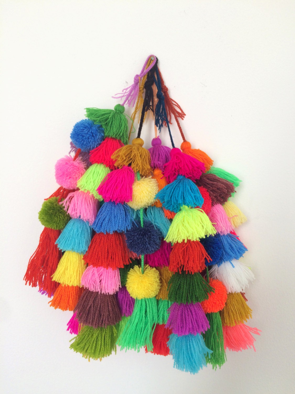 NEW Multicolored tassels with pom poms / colorful mexican