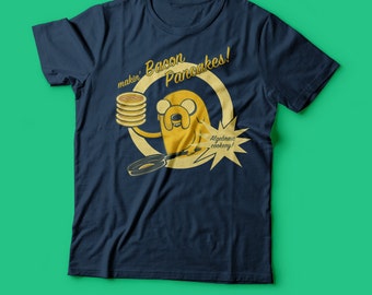 Cooking Time T-Shirt - Bacon Pancakes T-Shirt - Geek TShirt - - Mens Ladies Sizes 100% Cotton Tee - Jake The Dog T-Shirt - Adventure Time