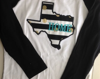 Womens Texas Shirt; Texas Shirt; Texas Home Shirt; Texas Tee; Texas Tshirt; Womens Raglan; Texas Baseball Tee