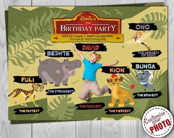 Lion Guard Invitation - Lion King Birthday Invite - Kion, Fuli, Bunga, Beshte, Ono - The Lion Guard Printables - Customizable Photo