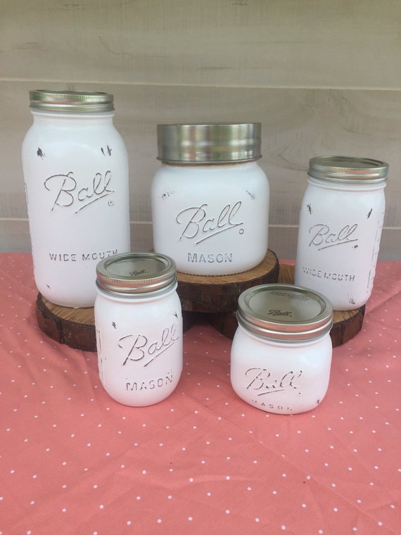Mason Jar Canister Set Distressed Mason by GingersCountryDecor