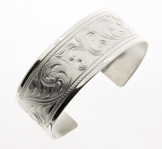 western bracelet hand engraved sterling silver cuff bracelet