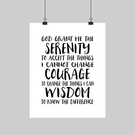 digital printable serenity prayer god grant me calligraphy