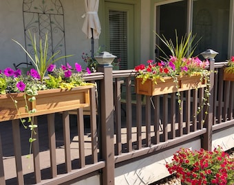 3 pot - Universal Deck Rail Planter Box - Redwood