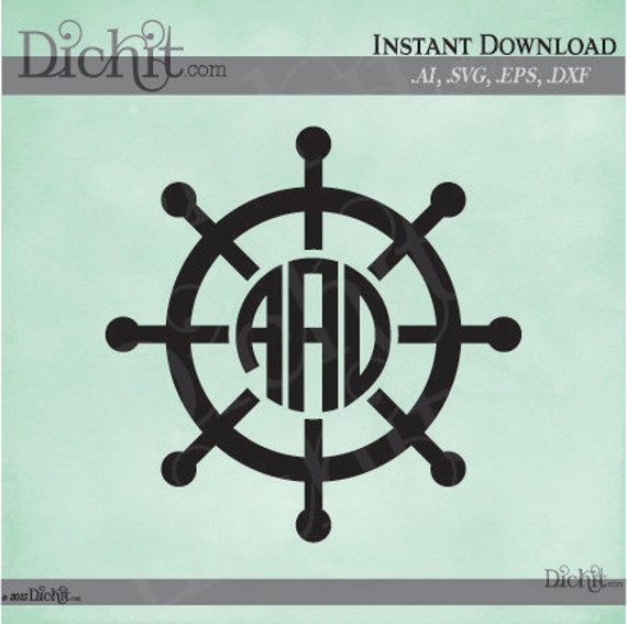 Download Ship Wheel Nautical Circle Monogram Design Frame Vector svg