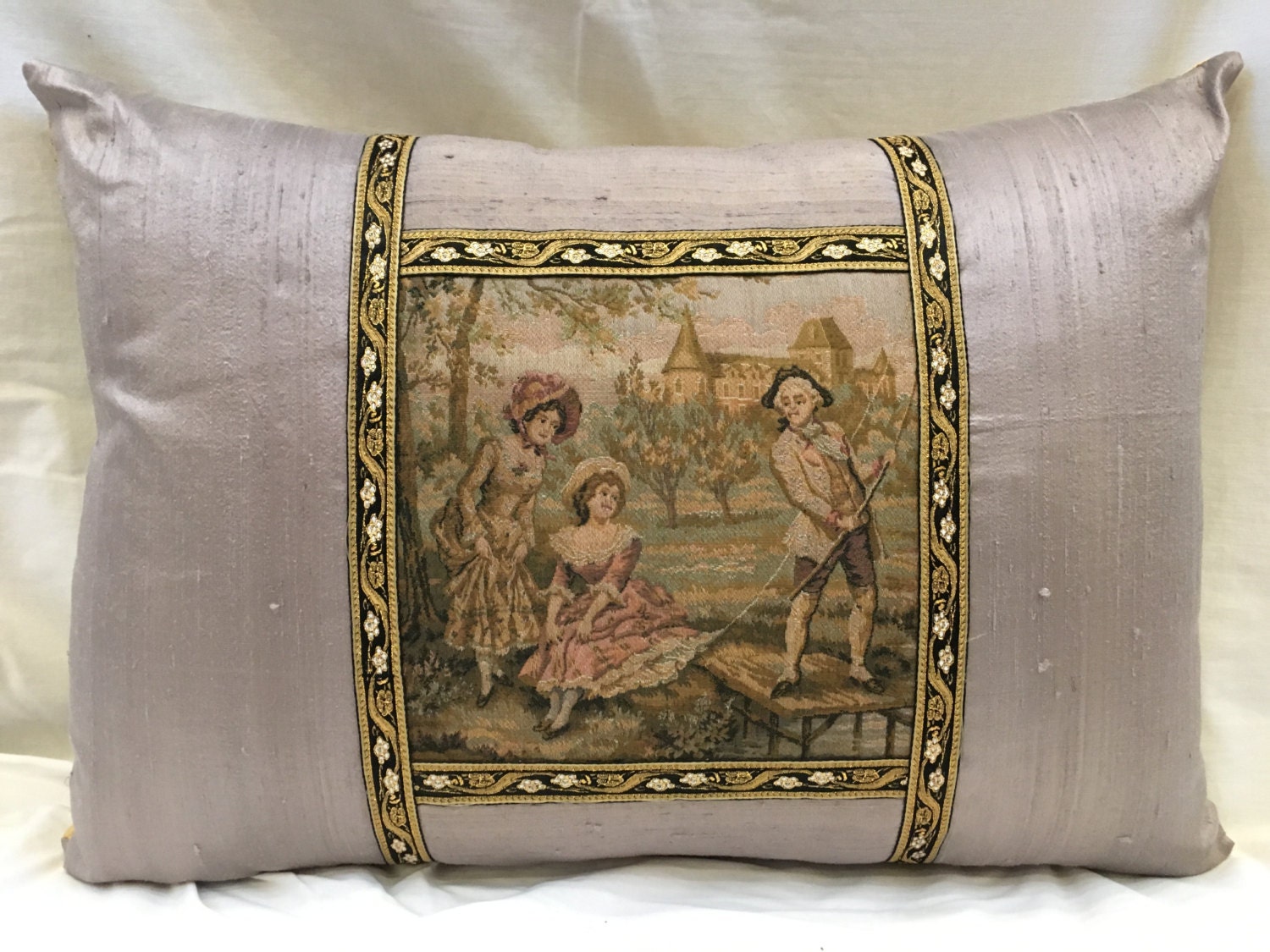 French Vintage Tapestry Upcycled New Pillow by VintageStoryLinens
