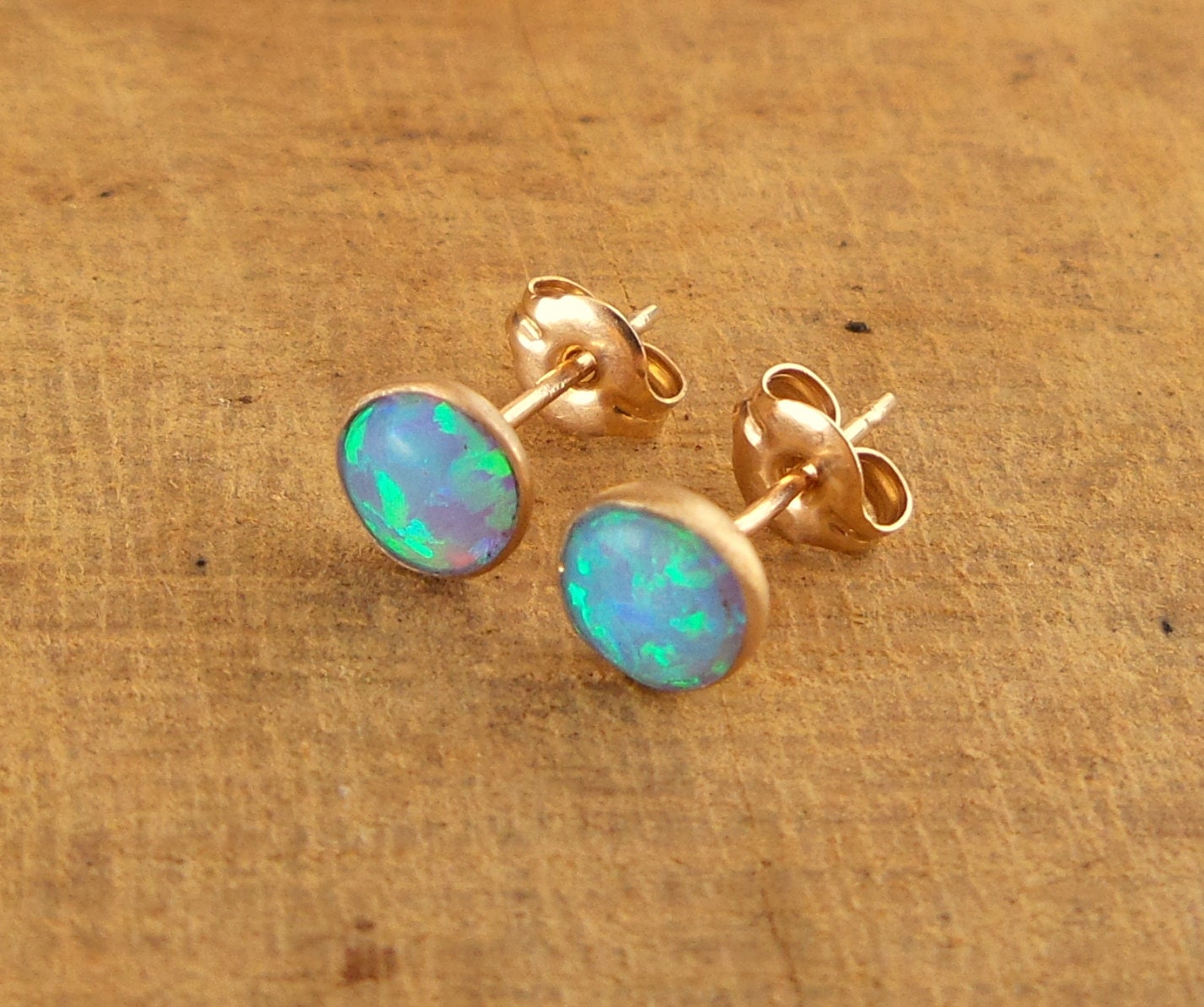 Opal Stud Earrings in 14K Gold filled / by BeSimpleJewelry on Etsy