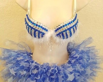 34A Purge costume bra w/ tutu. inspired by the Purge, the flag, stars and stripes, Forth of July, fireworks, Uncle sam. Free shipping!