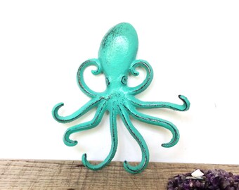 Mint Green Octopus Hook - Key Hook - Nautical Home Decor - Octopus Decor - Wall Key Holder - Nautical Hooks - Octopus Wall Art - Key Hanger