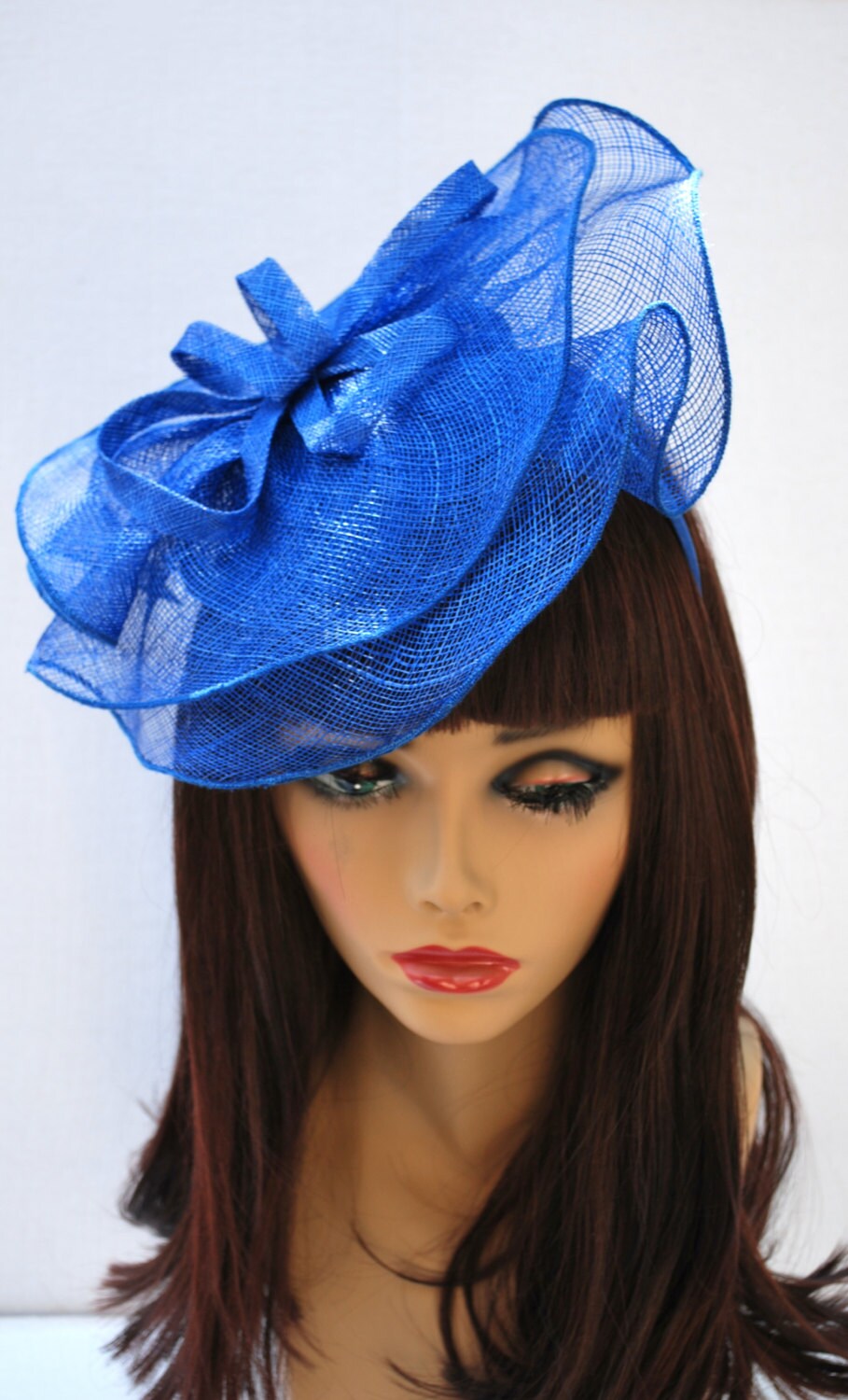 Royal Blue Fascinator Tea Party Hat Church Hat by QueenSugarBee