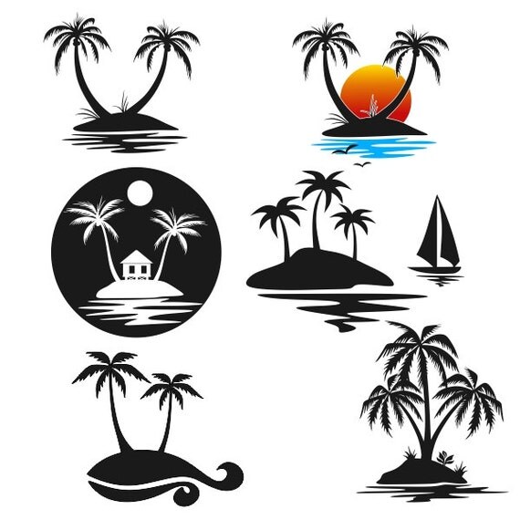 Download Palm Tree Island Cuttable Design SVG DXF EPS use with