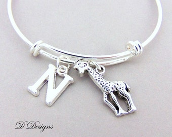 Giraffe Bangle, Giraffe Bracelet, Personalised Bangle, Animal Bangle, Personalised Giraffe Gifts, Giraffe Jewellery, Giraffe Gifts