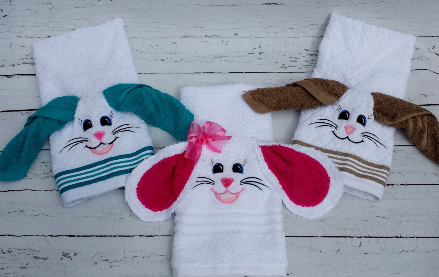 Bunny hand towel with washcloth for the ears.