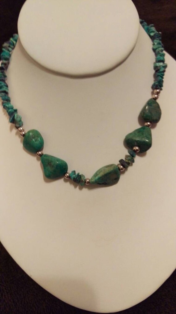 Genuine natural Handmade jade and sterling silver necklace.