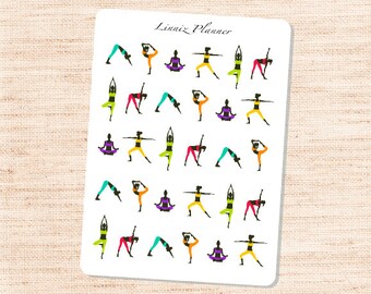 Yoga Poses (matte planner sticker, Erin Condren, Happy Planner, Filofax, Kikki K)