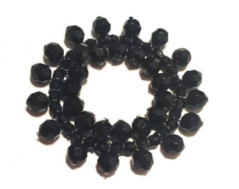 Black bead stretch bracelet, Black acrylic beads, stretch bracelet, beaded bracelet