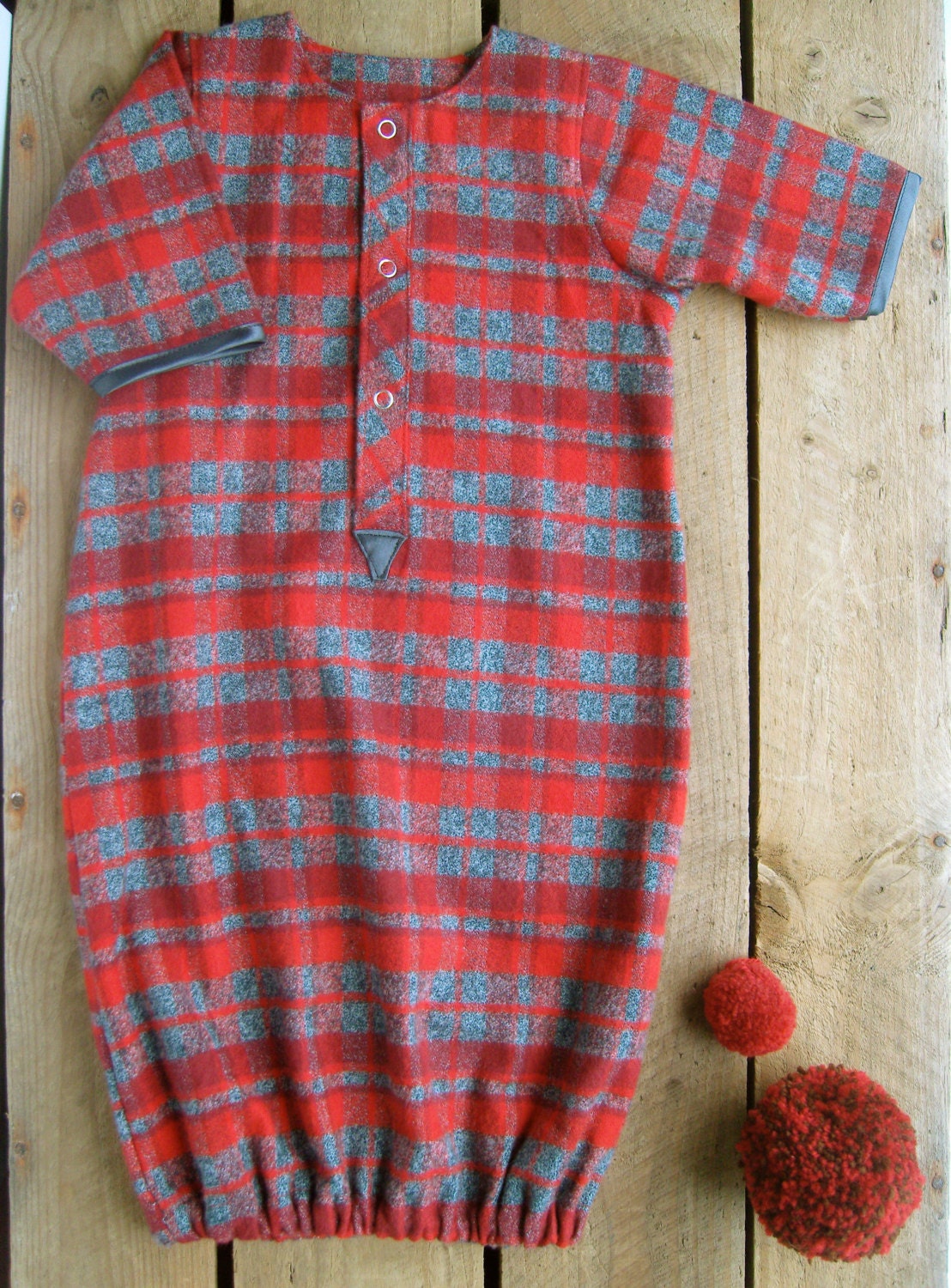 Tartan Baby Sleep Gown Check Plaid Layette Gown Sleep Sack