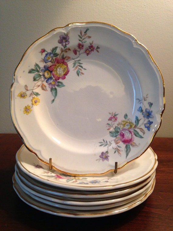 Edwin M Knowles China Dessert Plates Set by HeirloomVintageChina