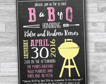 Coed Baby Shower Invitation - Baby Shower Invitation - Coed Shower - Coed BBQ - Baby Q Invitation - Coed Baby Shower - DIY - Customized