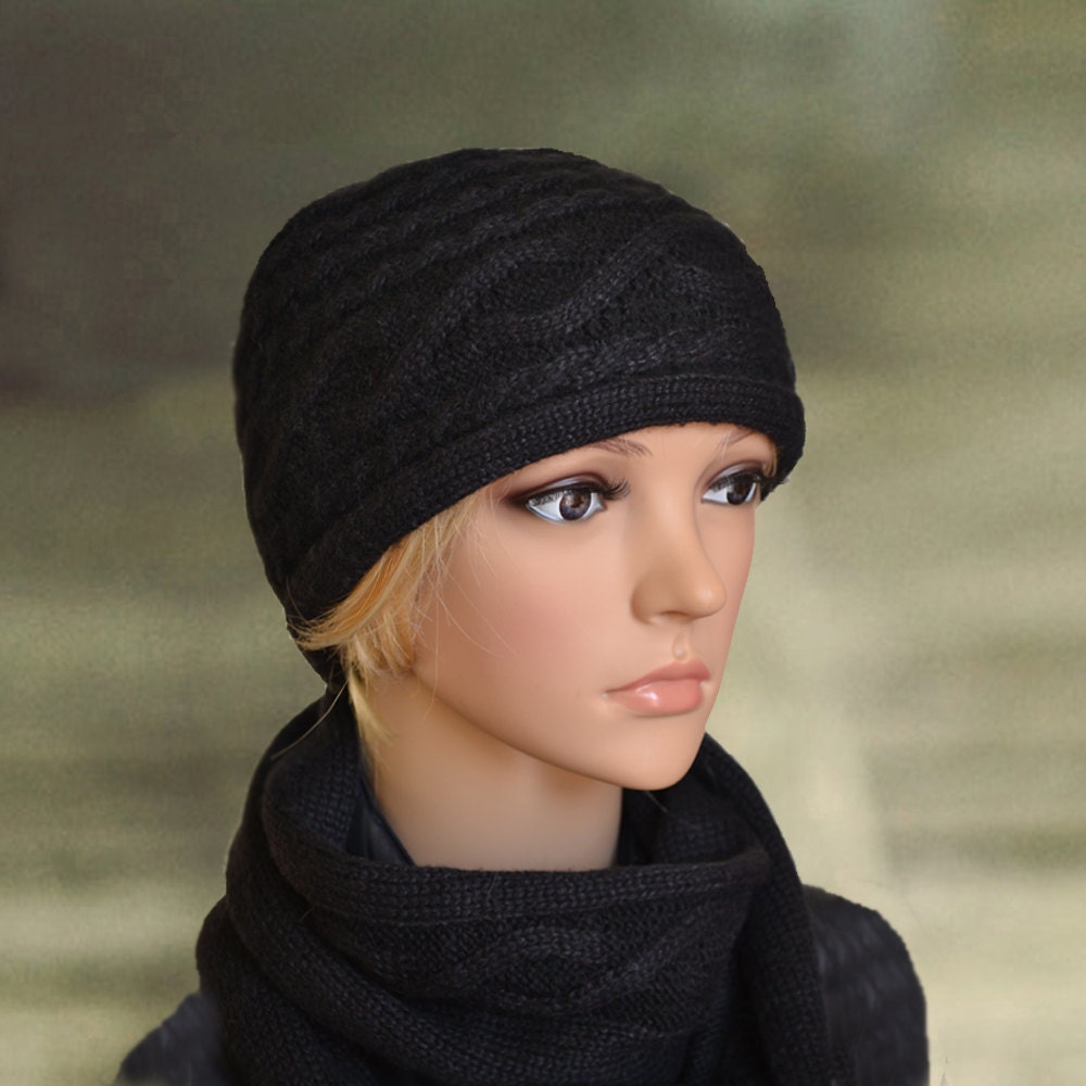 womens black winter hat