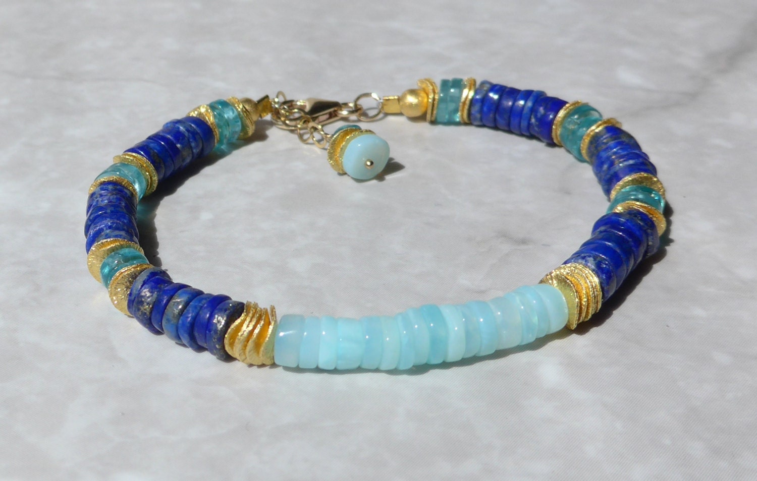 Peruvian Opal Bracelet Blue Opal Bracelet Lapis Lazuli