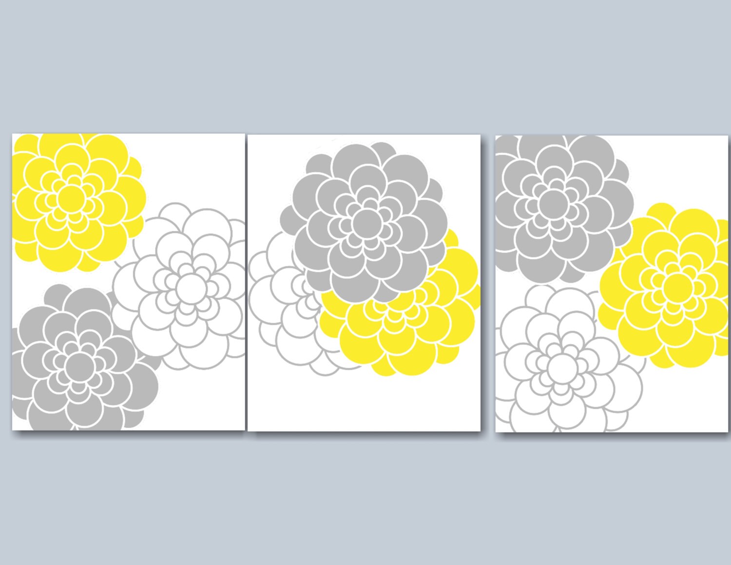 Yellow Grey Bedroom Wall Art Yellow Grey Floral Wall Art