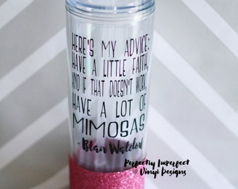 Custom Water Bottle//Personalized Skinny Tumbler//Gossip Girl Glass//Glitter Dipped Skinny Tumbler//Glitter Water Bottle