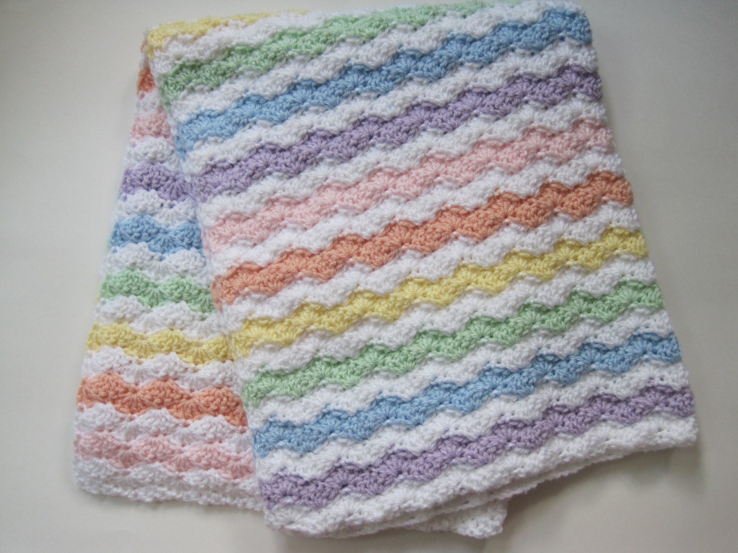 Crochet Baby Blanket Pastel Rainbow Blanket Shell Baby