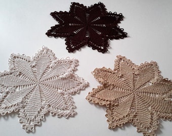 trio of placemats shape star, Brown, beige, off-white