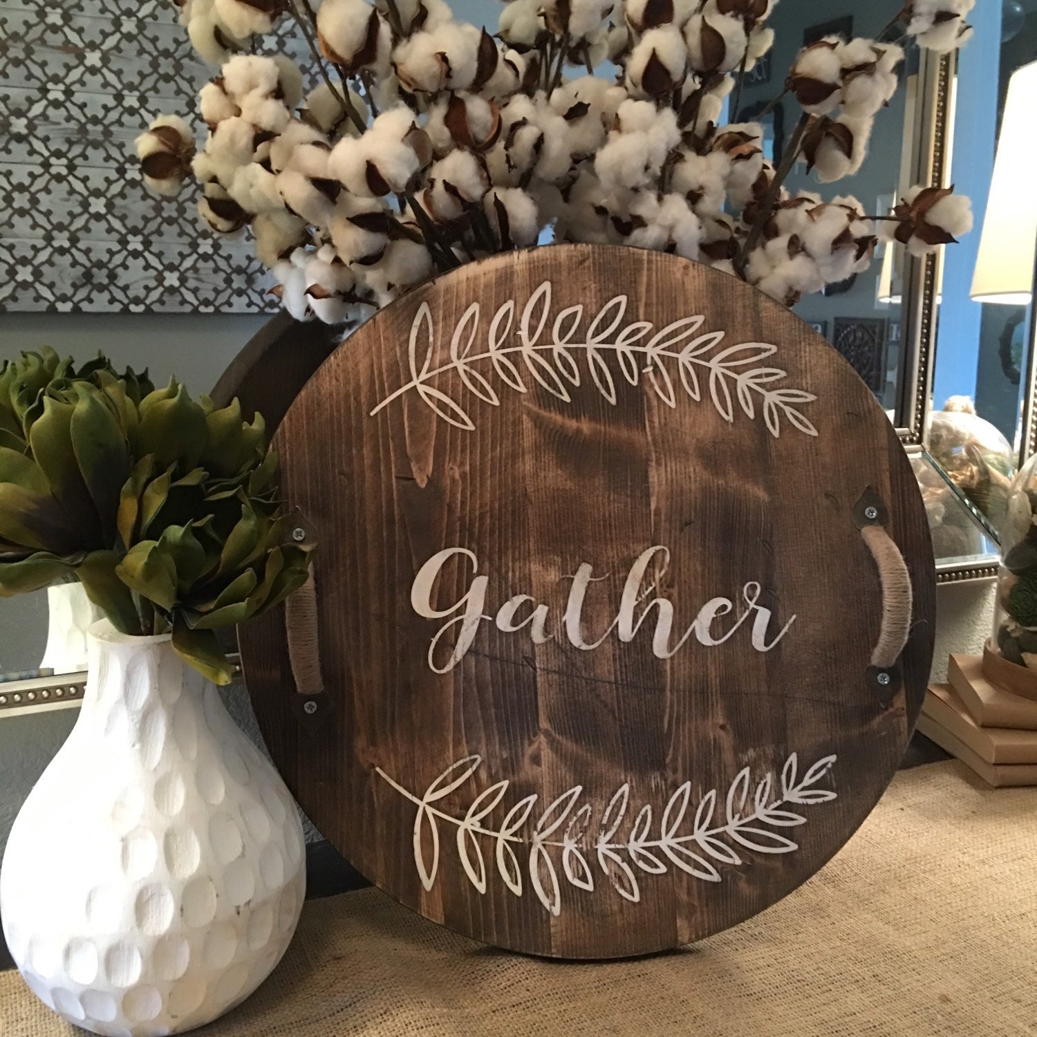 Distressed Gather Wood tray