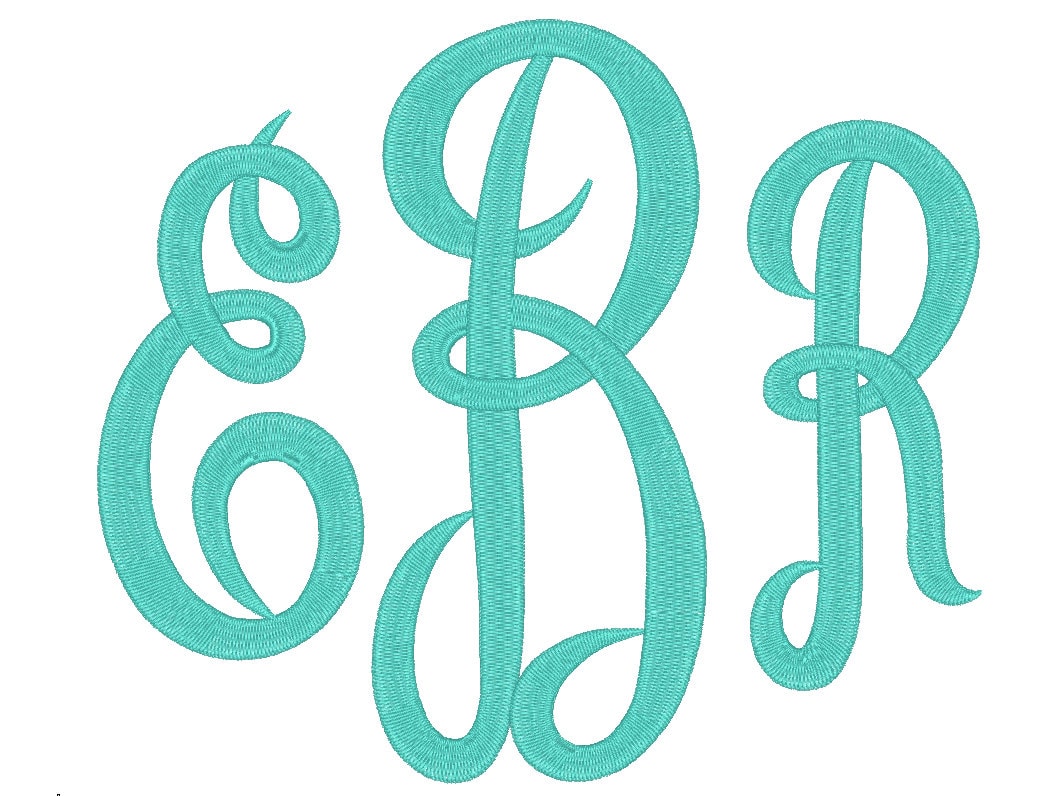 3 Size Jumbo Empire Monogram 3 Letters Embroidery Font BX