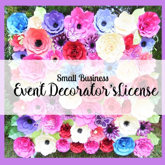 Event Decorators License- Giant Paper Flower Backdrop Templates and Tutorials- Weddings, Baby showers, Birthday Parties- OFFLINE event use