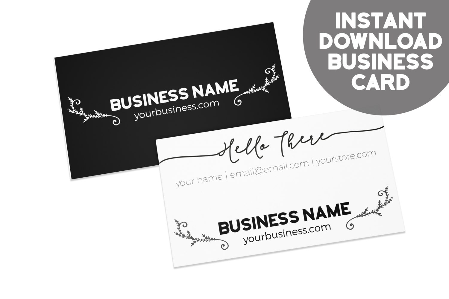 Printable DIY Business Card Template In Brush Script By