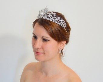 Bridal Tiara, Crystal Bridal Crown, Crystal Wedding Tiara, Princess Tiara, Rhinestone Bridal Tiara, Silver Bridal Tiara, Wedding Tiara