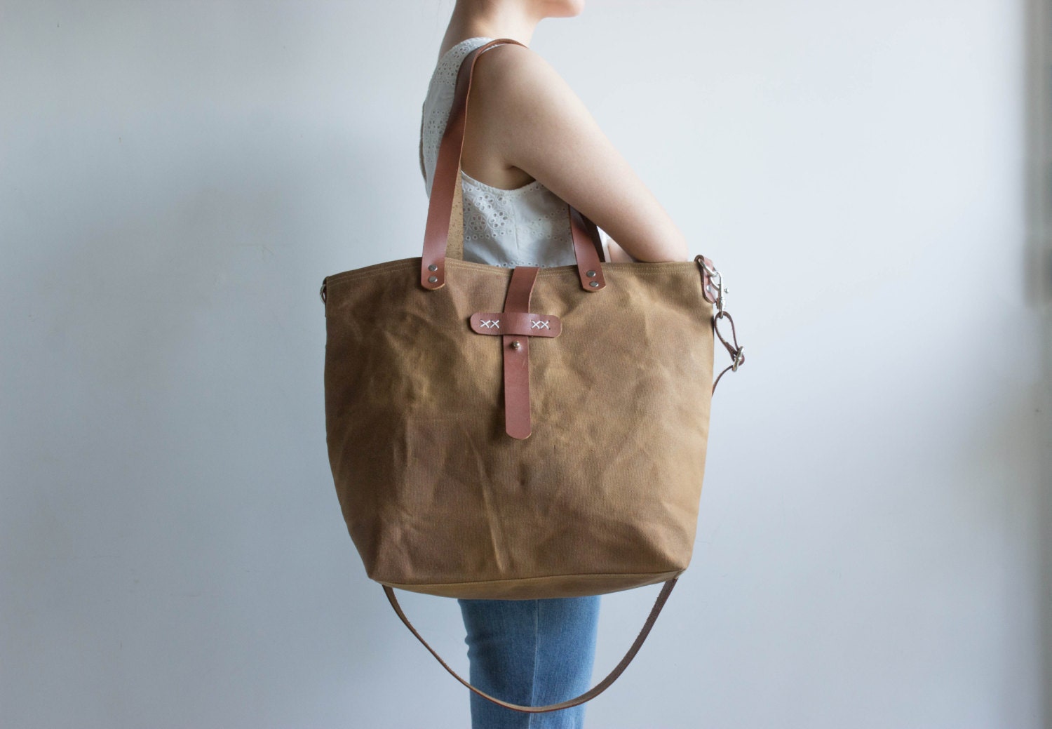 Waxed canvas bag Waxed canvas tote Waxed canvas handbag