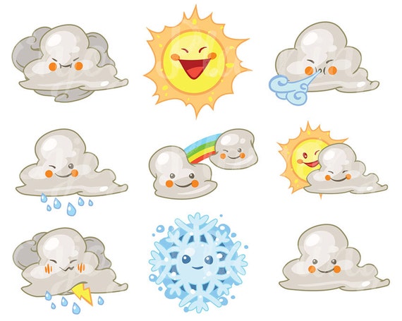 Download Kawaii Weather Planner Stickers PRINTABLE Kawaii Weather