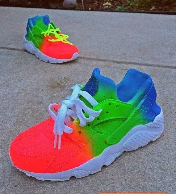 black and neon huaraches